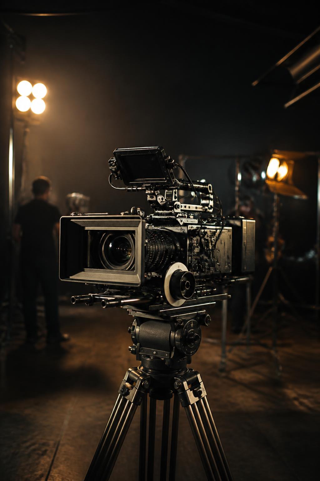 Professional cinema camera rig on a working production set